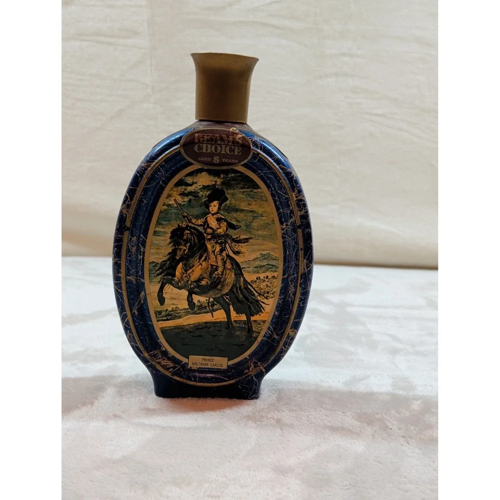 Vintage Beams Choice Bourbon Decanter Blue Gold Velazquez Prince Baltasar Carlos